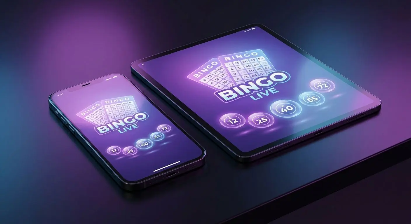 Mobile bingo screen on smartphone and tablet
