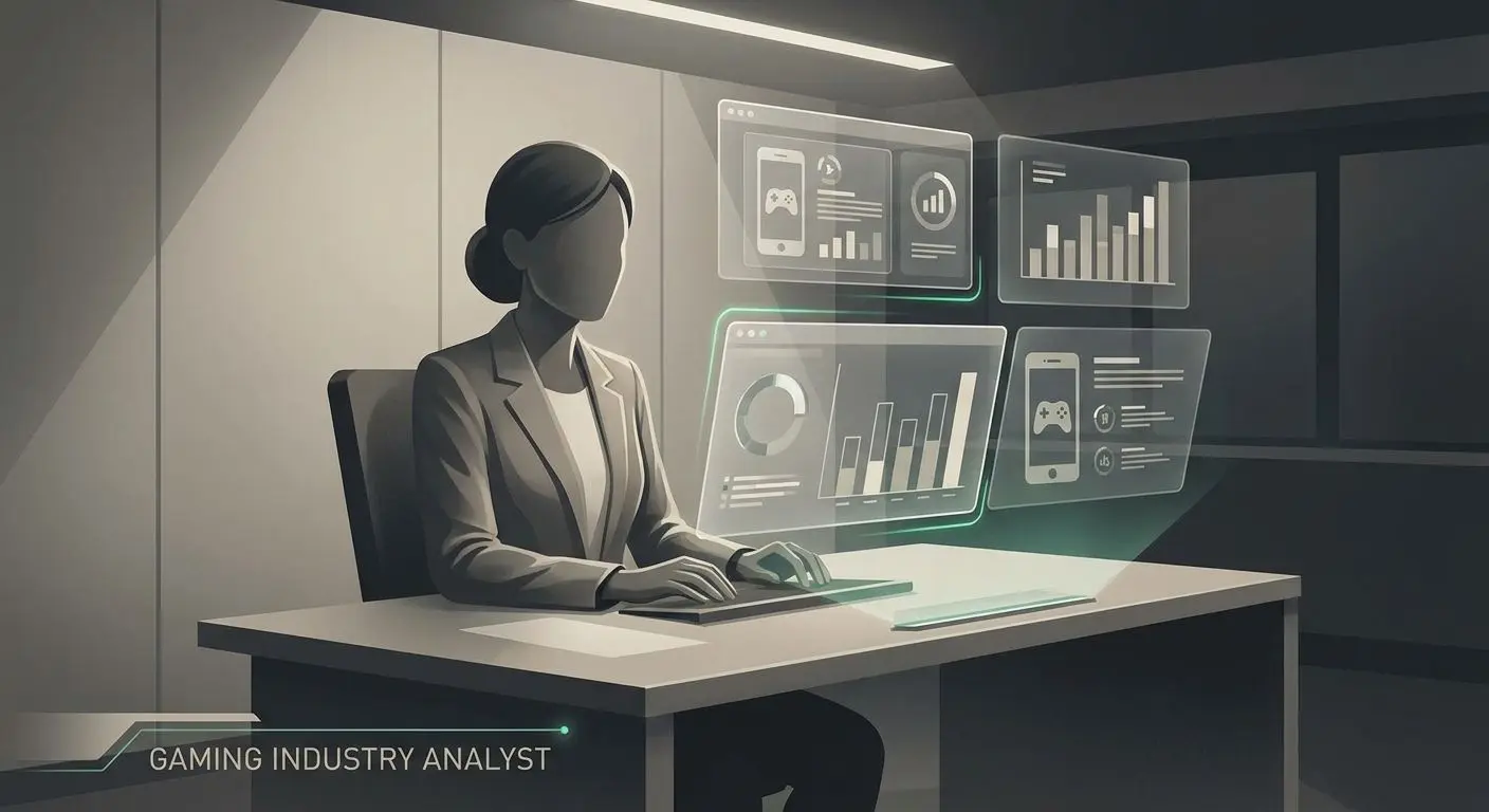 Abstract image of a gaming analyst reviewing mobile bonus data