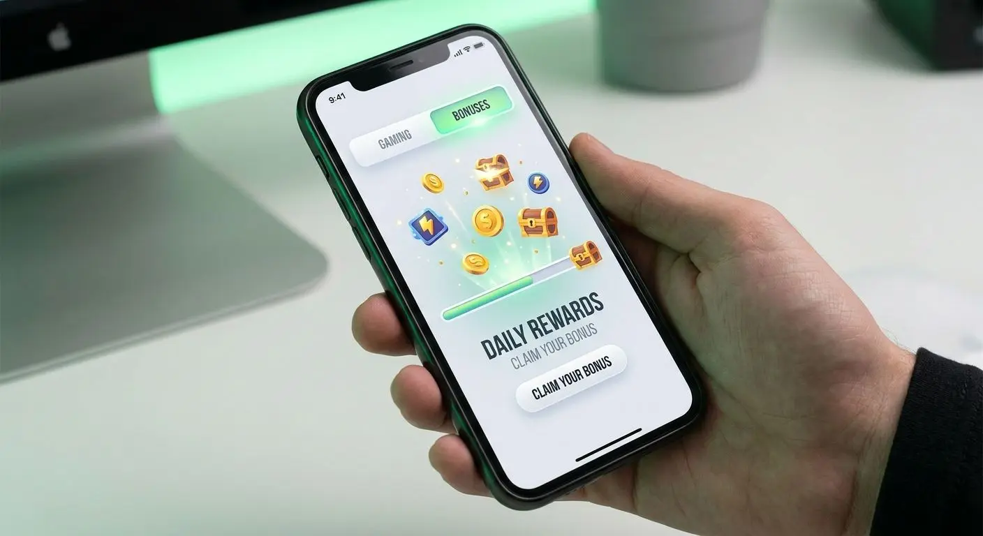 Mobile app screen showing rewards and bonuses section