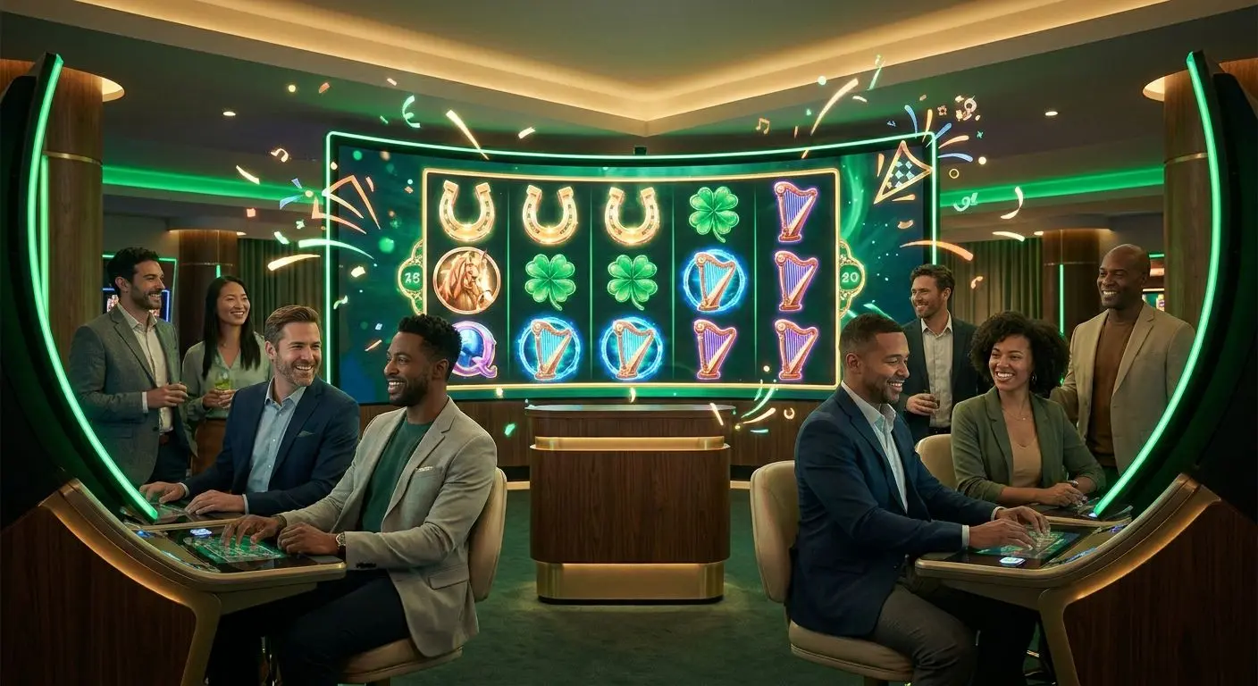Promotional PlayOJO free spins themed image with slot symbols and lively atmosphere