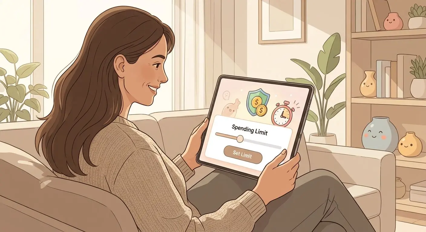User setting a play limit in a relaxed home environment