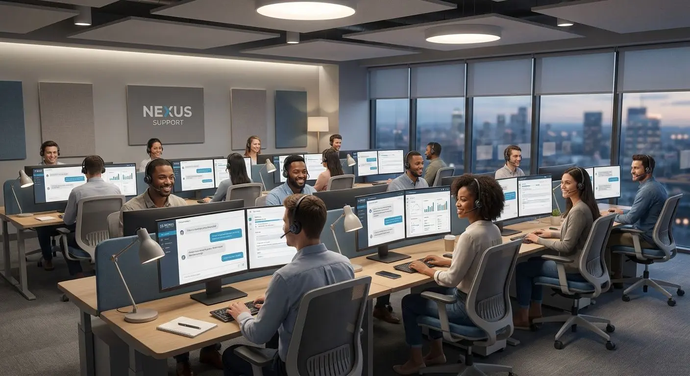Friendly online support team assisting users through chat