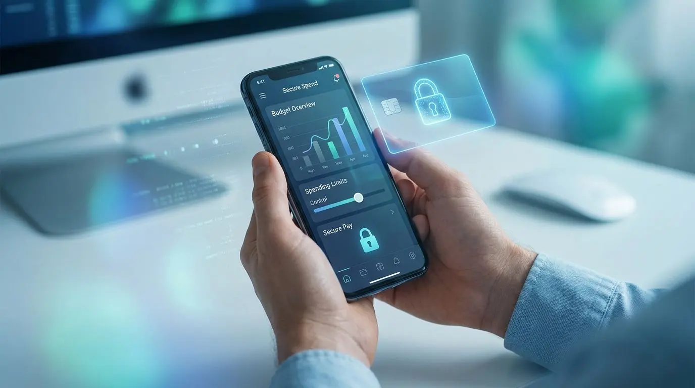 Secure card payment and budget control illustration