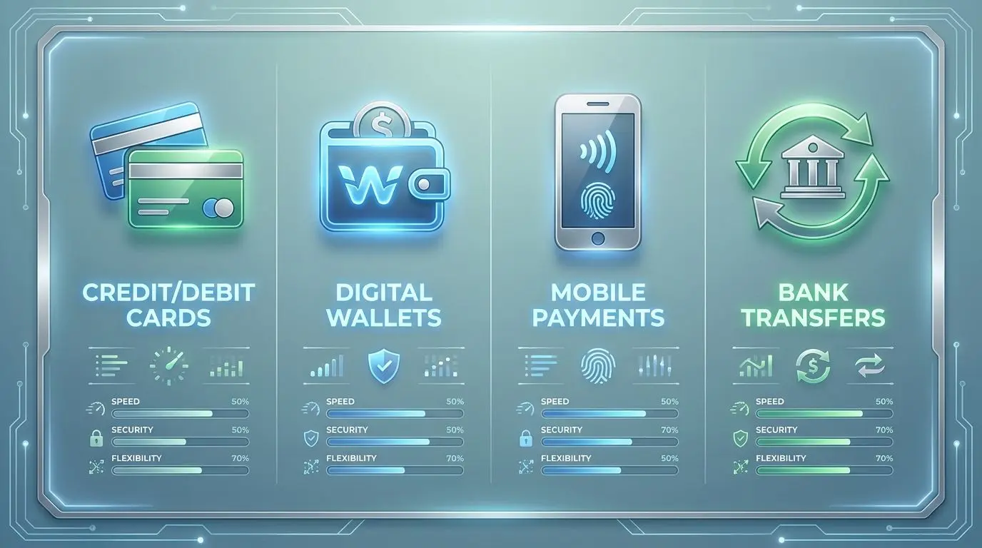 Comparison of cards e-wallets and mobile payment withdrawal methods